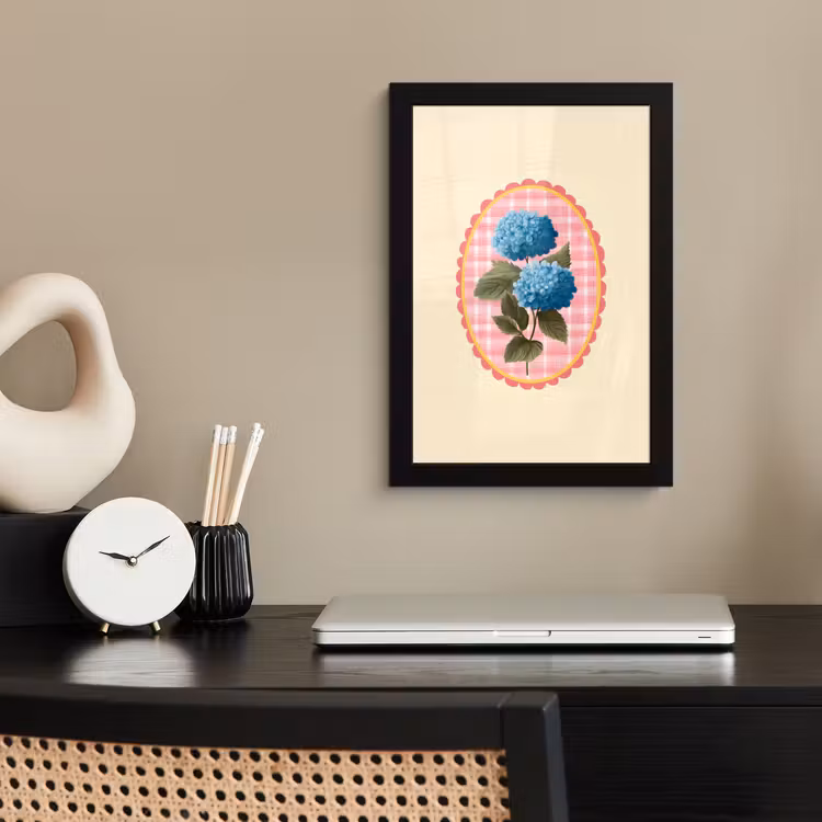 Poster met lijst - Bloemen - Blauw - Lijst - Bladeren — 3