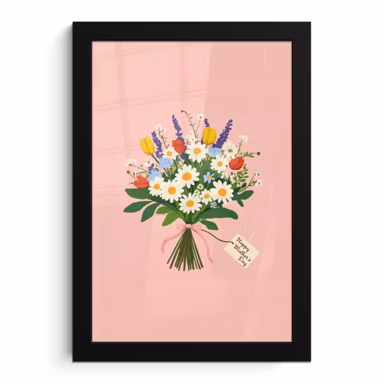 Poster met lijst - Bloemen - Lint - Kaartje — 1
