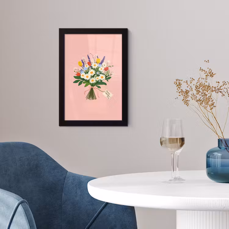Poster met lijst - Bloemen - Lint - Kaartje — 2