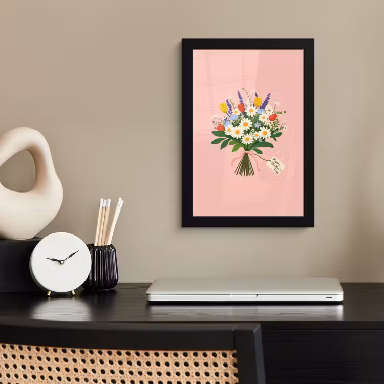 Poster met lijst - Bloemen - Lint - Kaartje — 3