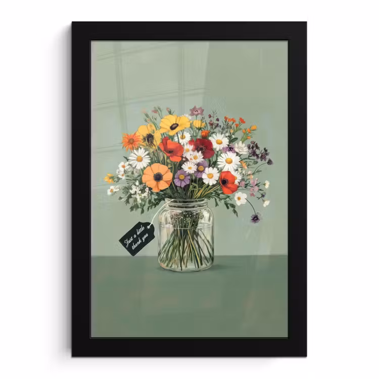 Poster met lijst - Bloemen - Vaas - Kaartje — 1