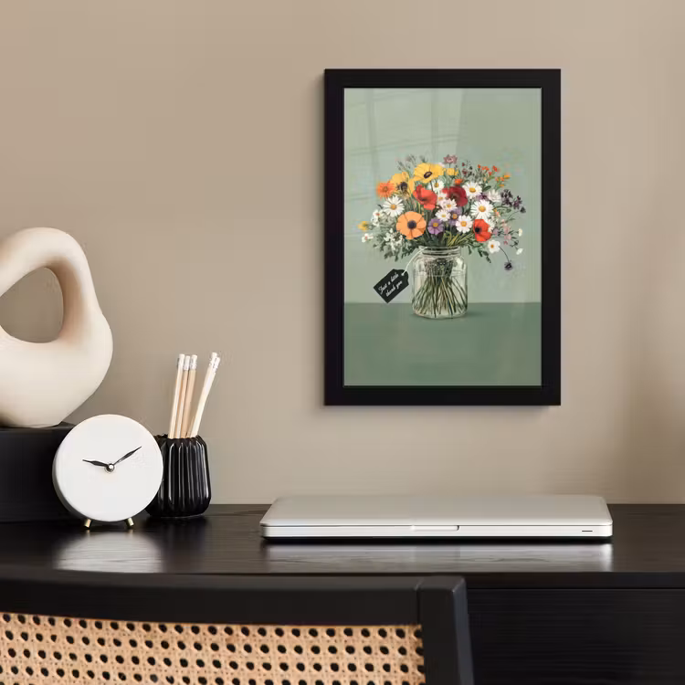 Poster met lijst - Bloemen - Vaas - Kaartje — 3