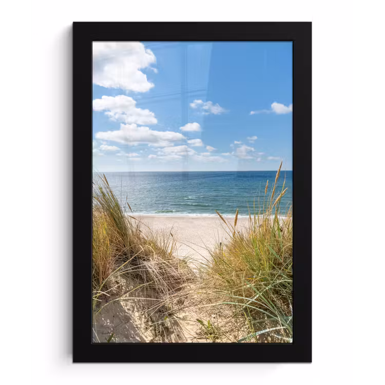 Poster met lijst - Duin - Gras - Zee - Strand — 1