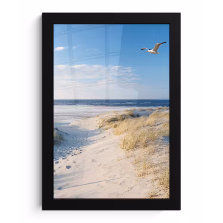Poster met lijst - Duin - Meeuw - Strand - Zee - Zon — 1