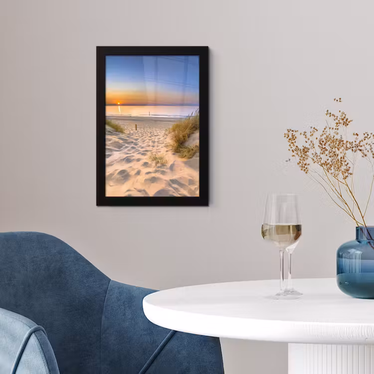 Poster met lijst - Duin - Zonsondergang - Horizon - Strand - Gras — 2