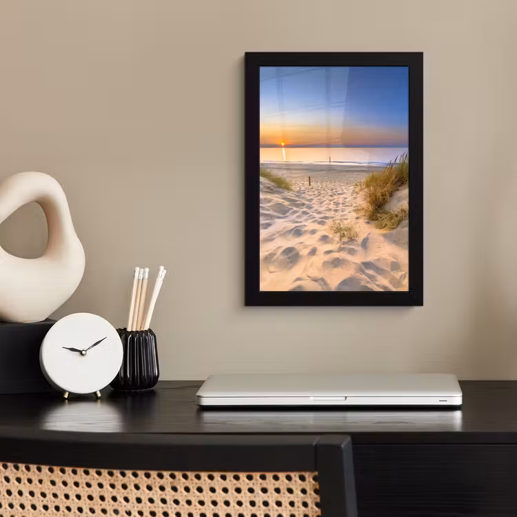 Poster met lijst - Duin - Zonsondergang - Horizon - Strand - Gras — 3