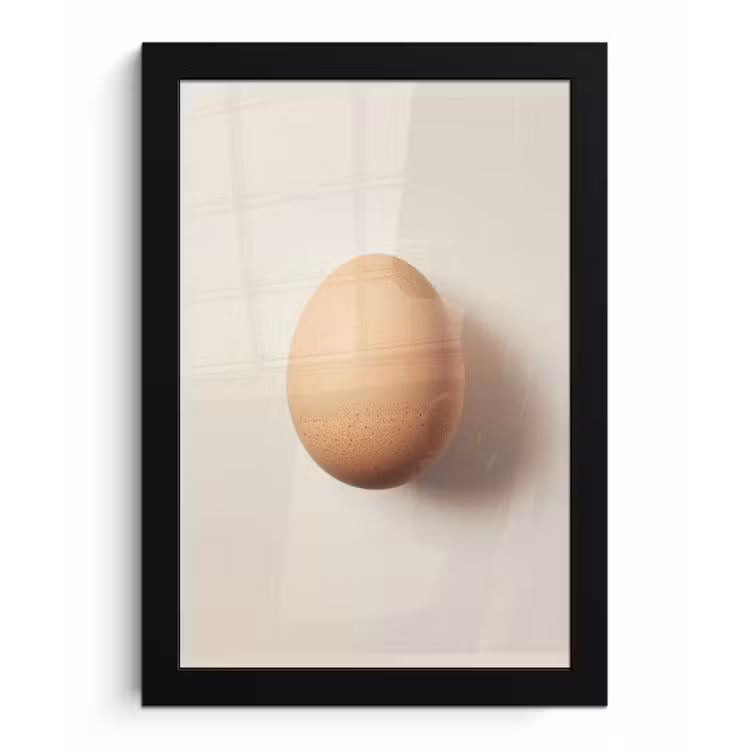 Poster met lijst - Ei - Beige - Ovaal - Egaal — 1