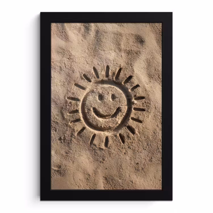Poster met lijst - Gezichtje - Zon - Zand - Getekend — 1