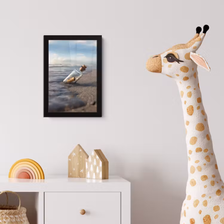 Poster met lijst - Glazenfles - Post - Zee - Zand — 5