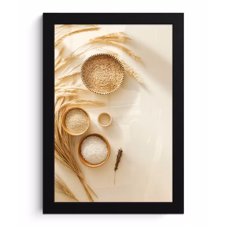 Poster met lijst - Granen - Hout - Kom - Beige — 1