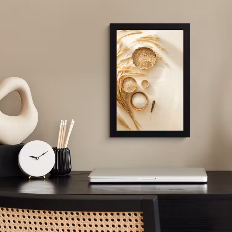 Poster met lijst - Granen - Hout - Kom - Beige — 3
