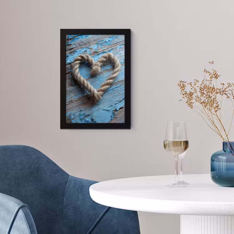 Poster met lijst - Hart - Touw - Hout - Rustiek — 2