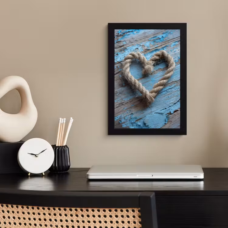 Poster met lijst - Hart - Touw - Hout - Rustiek — 3