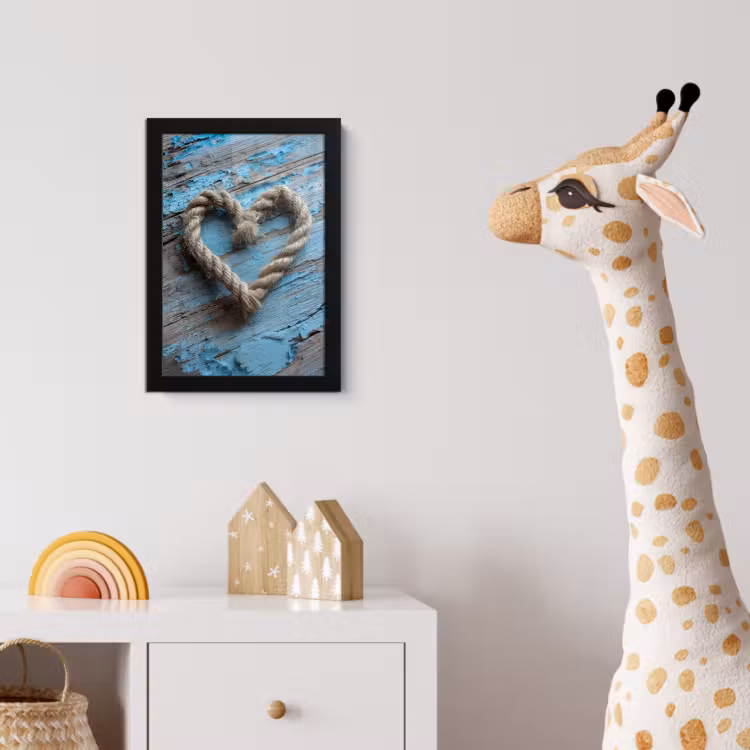 Poster met lijst - Hart - Touw - Hout - Rustiek — 5