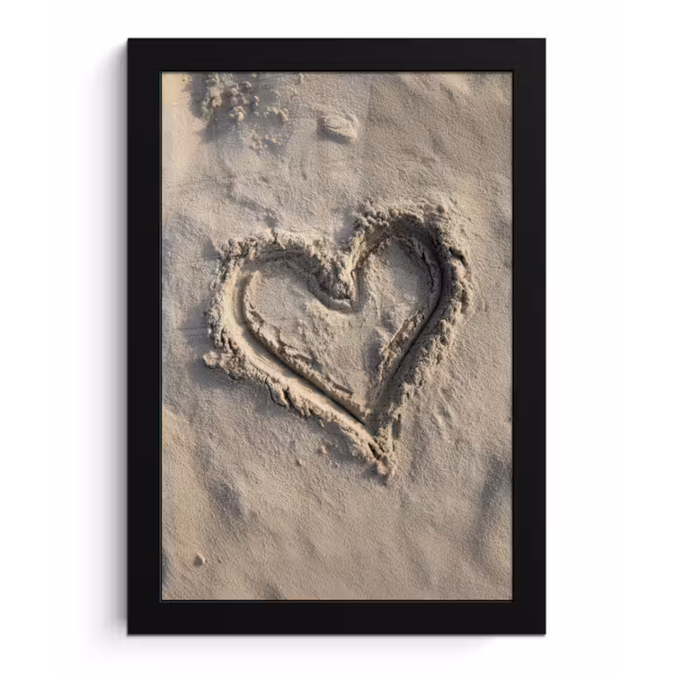 Poster met lijst - Hartvorm - Getekend - Beige - Zand — 1