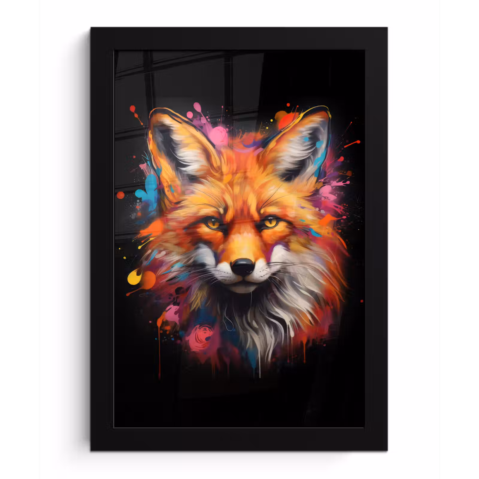 Poster met lijst - Graffiti - Vos - Zwart - Pop art — 1
