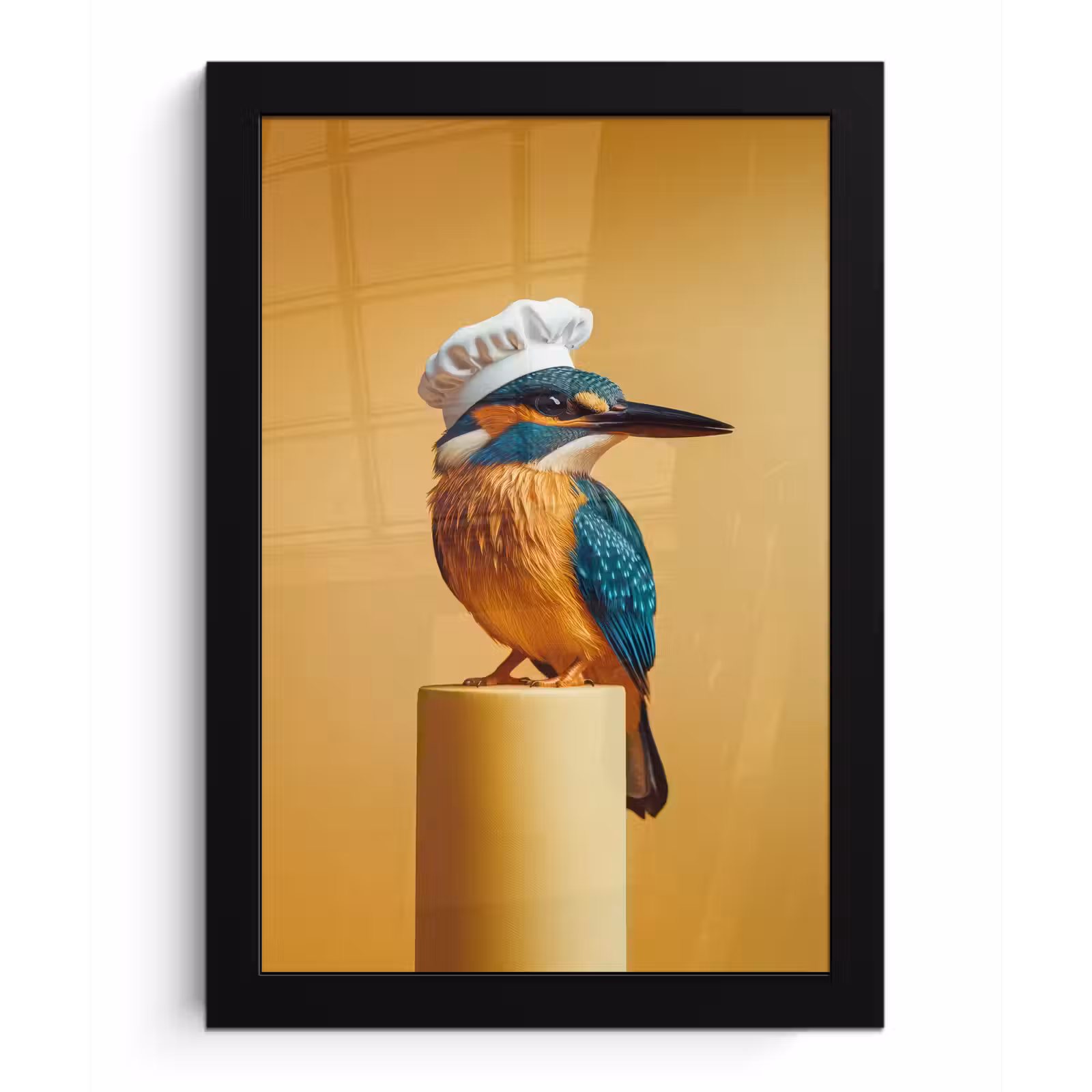 Poster met lijst - Ijsvogel - Pilaar - Koksmuts - Vogel — 1