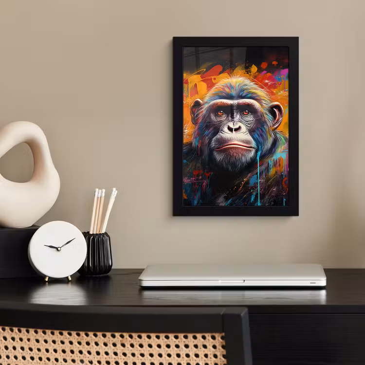 Poster met lijst - Aap - Gorilla - Graffiti - Dieren - Kleuren — 3
