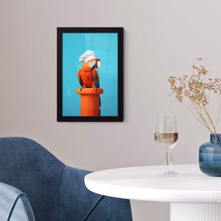 Poster met lijst - Ara - Koksmuts - Sokkel - Grappig — 2