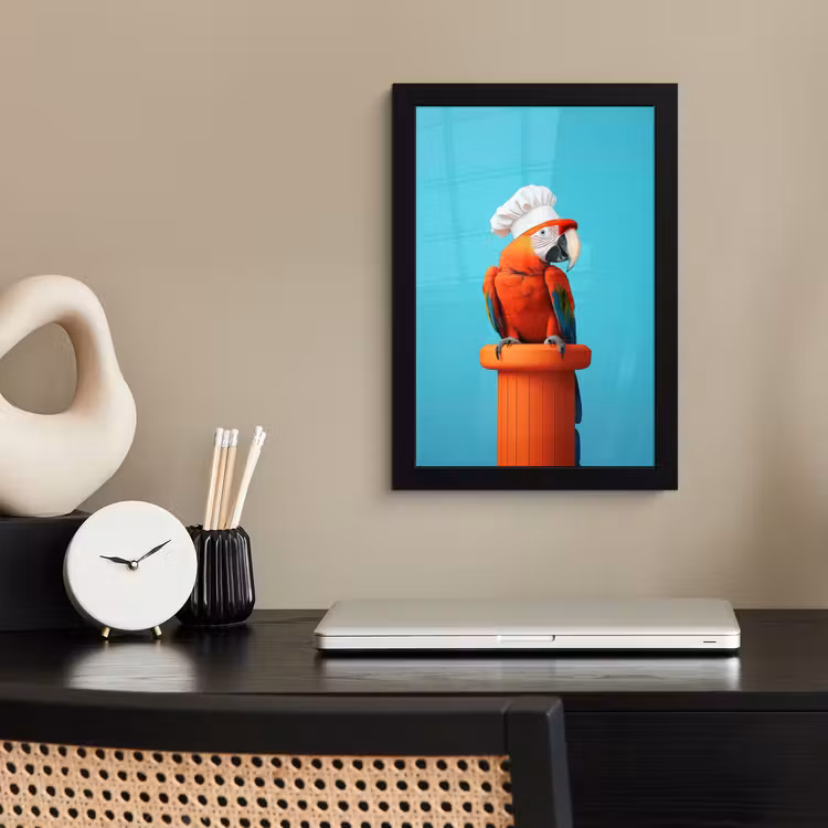 Poster met lijst - Ara - Koksmuts - Sokkel - Grappig — 3