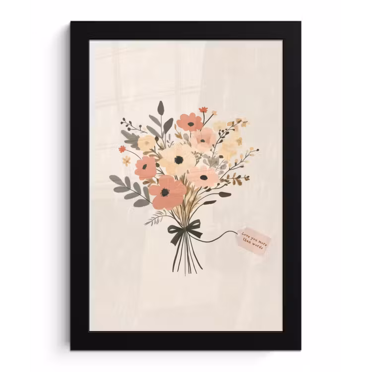 Poster met lijst - Bloemen - Quote - Beige - Lint — 1