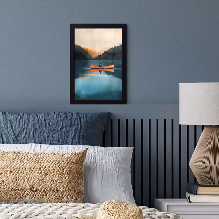 Poster met lijst - Bossen - Meer - Kano - Oranje — 4