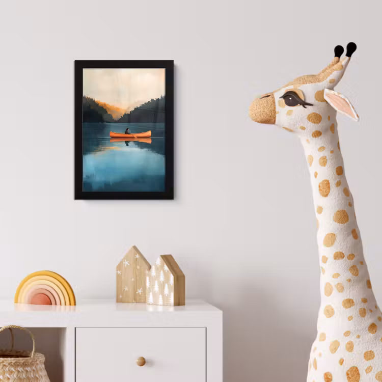 Poster met lijst - Bossen - Meer - Kano - Oranje — 5