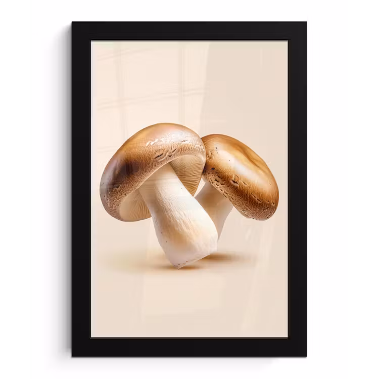 Poster met lijst - Champignons - Zacht - Beige — 1