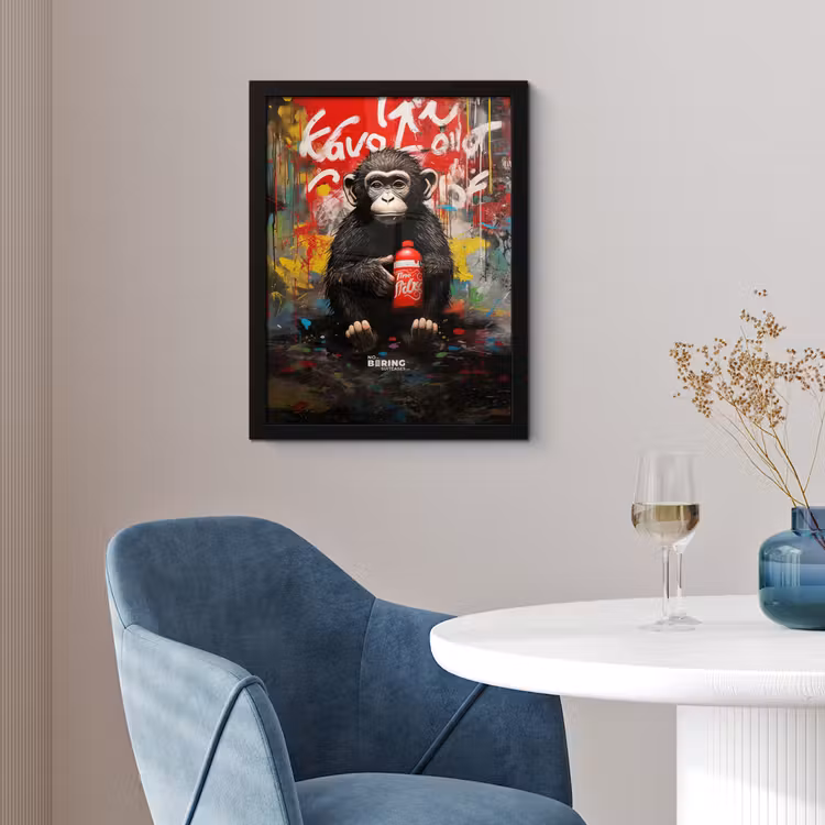 Poster met lijst - Chimpansee voor graffiti muur — 2