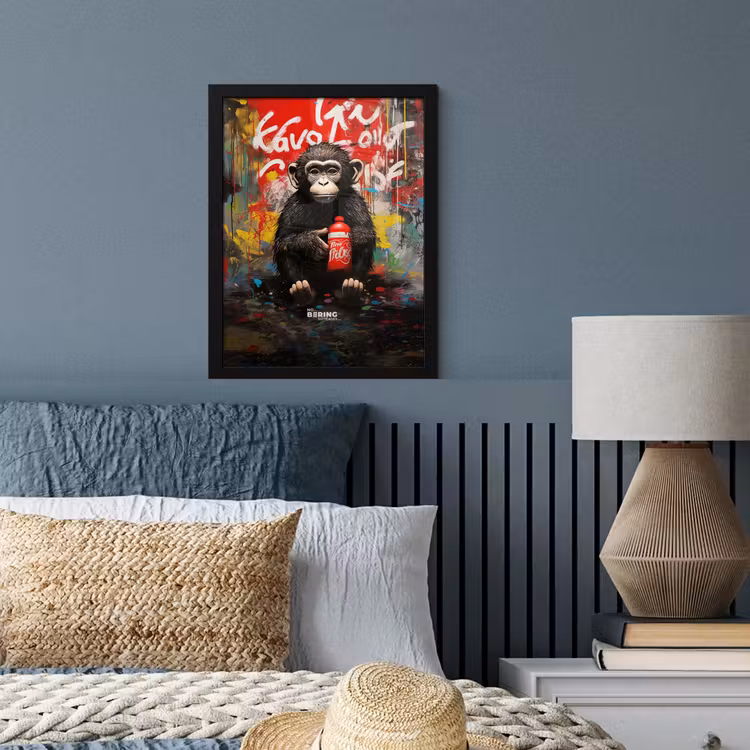 Poster met lijst - Chimpansee voor graffiti muur — 4