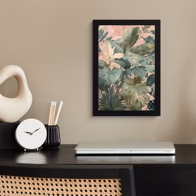 Poster met lijst - Compositie van bladeren - Groen - Roze — 3