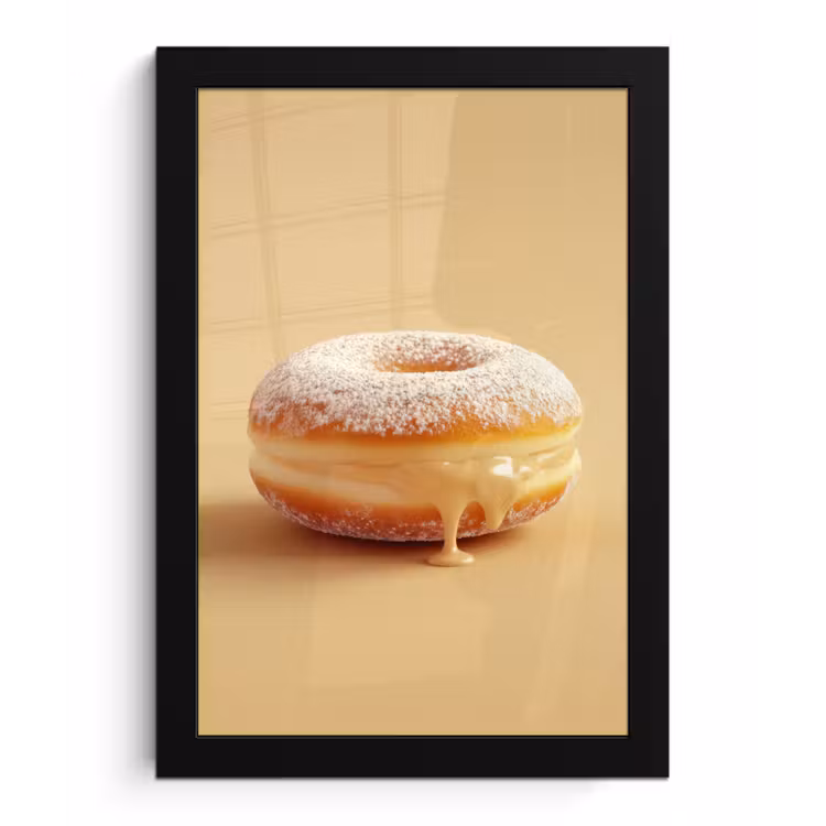 Poster met lijst - Donut - Romig - Poedersuiker - Beige — 1
