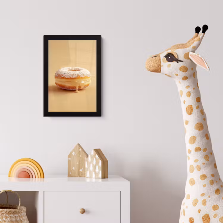 Poster met lijst - Donut - Romig - Poedersuiker - Beige — 5