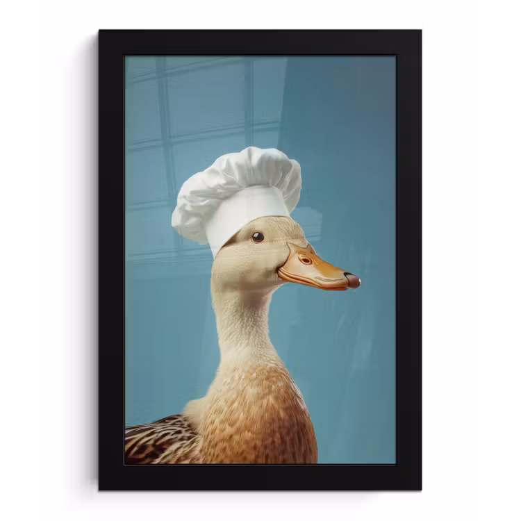 Poster met lijst - Eend - Koksmuts - Cute - Vogel — 1