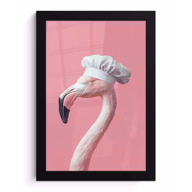 Poster met lijst - Flamingo - Roze - Koksmuts - Vogel — 1