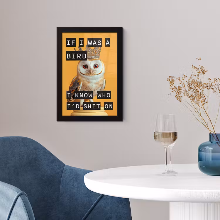 Poster met lijst - Geel - Uil - Vogel - Decoratie — 2
