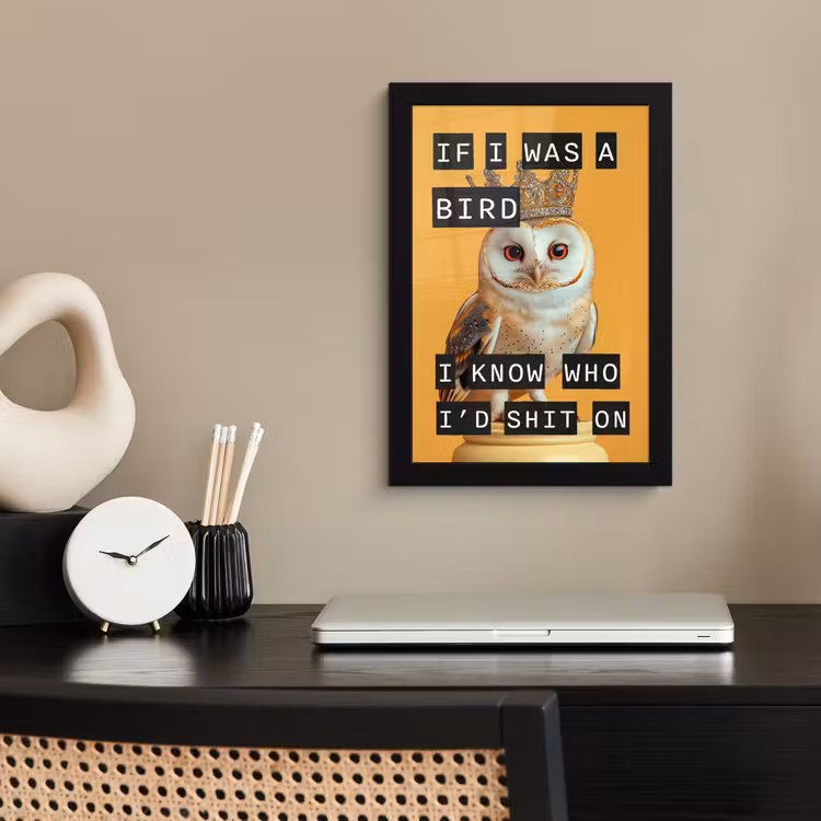 Poster met lijst - Geel - Uil - Vogel - Decoratie — 3