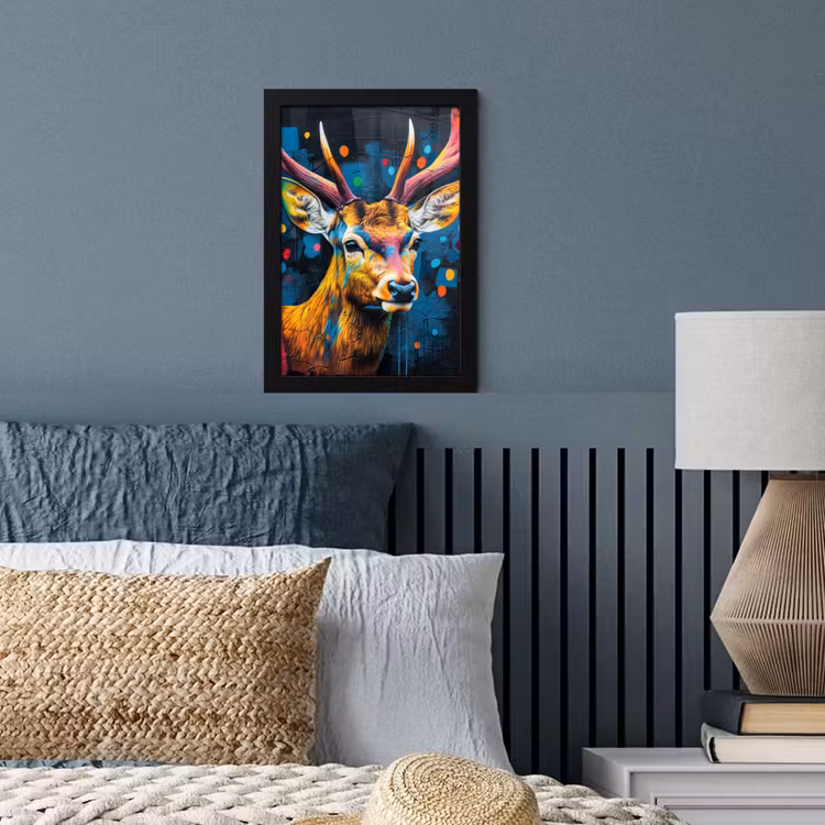 Poster met lijst - Graffiti - Hert - Dier - Kleurrijk — 4