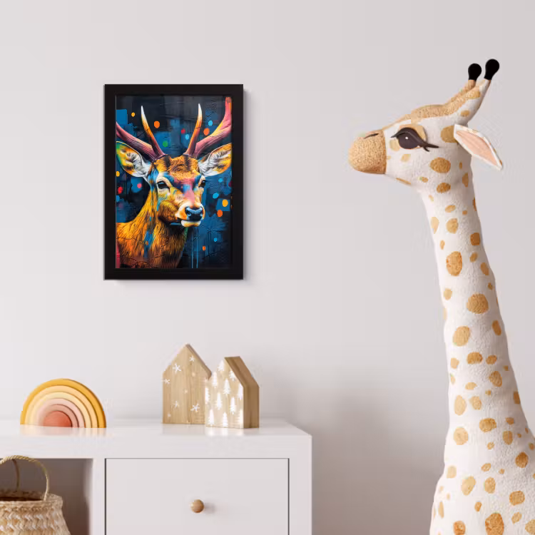 Poster met lijst - Graffiti - Hert - Dier - Kleurrijk — 5