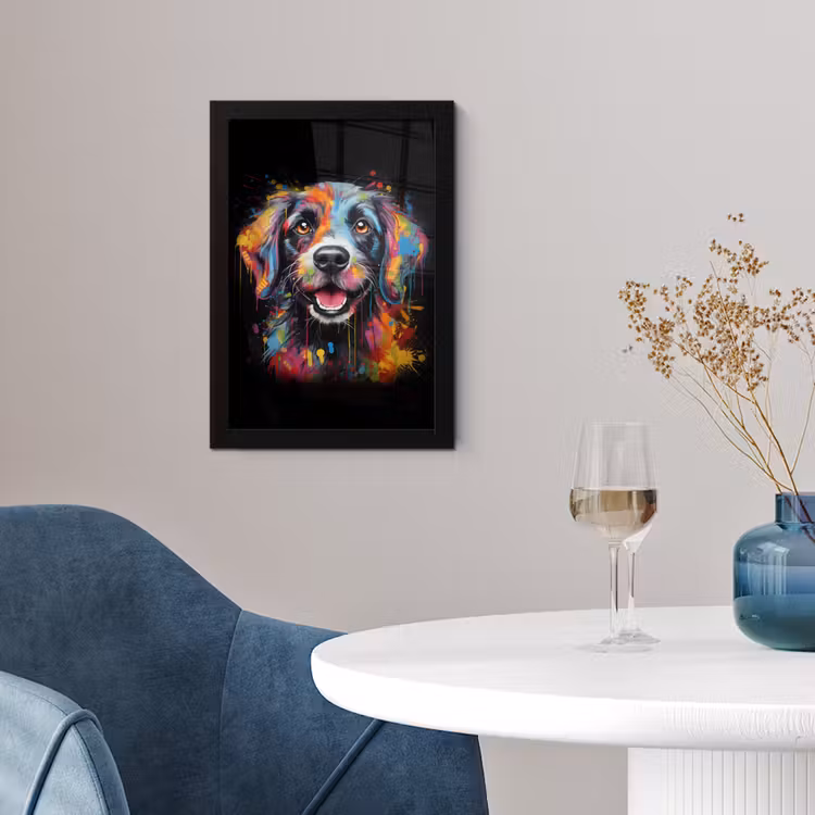 Poster met lijst - Graffiti - Hond - Zwart - Kleuren — 2