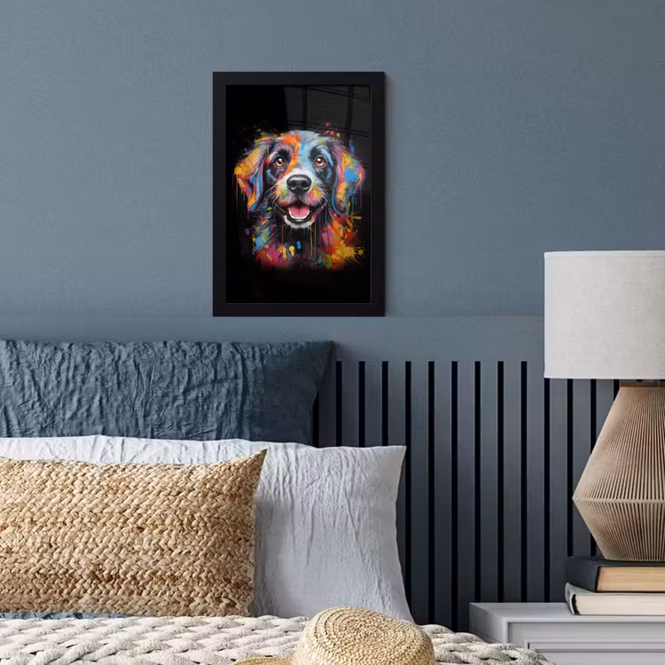 Poster met lijst - Graffiti - Hond - Zwart - Kleuren — 4