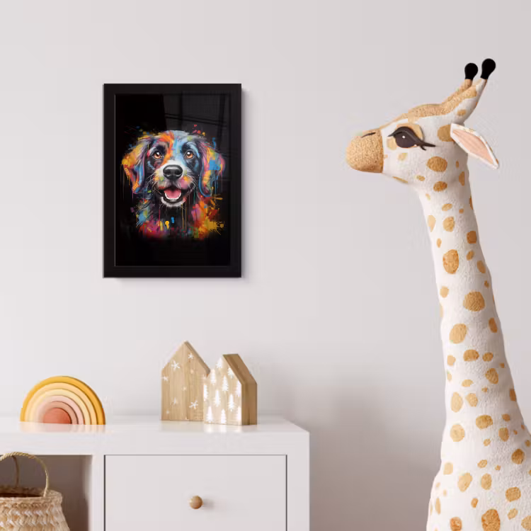 Poster met lijst - Graffiti - Hond - Zwart - Kleuren — 5
