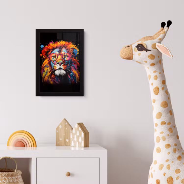 Poster met lijst - Graffiti - Leeuw - Bril - Zwart — 5