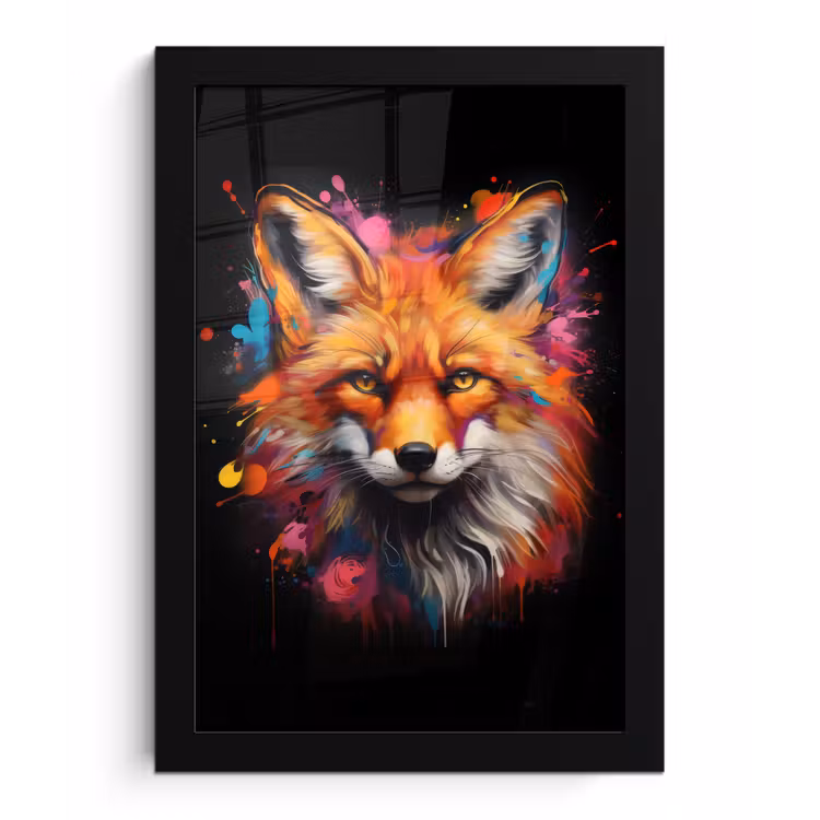 Poster met lijst - Graffiti - Vos - Zwart - Pop art — 1