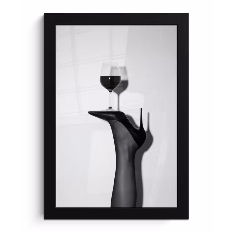 Poster met lijst - Hak - Wijn - Minimalistisch - Zwart — 1