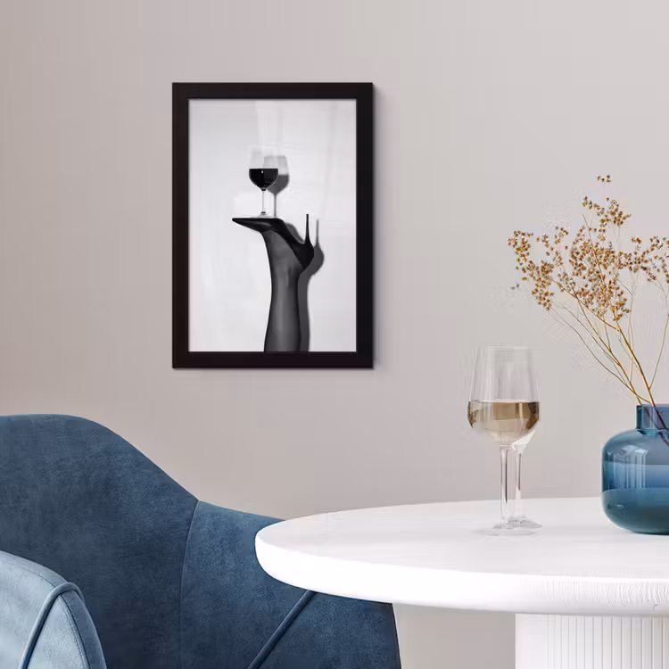 Poster met lijst - Hak - Wijn - Minimalistisch - Zwart — 2