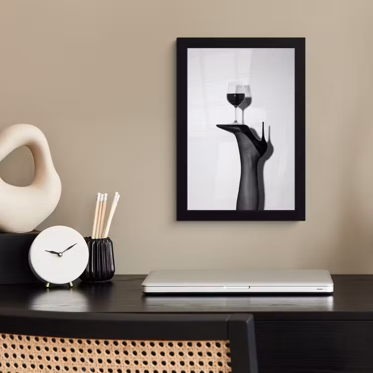 Poster met lijst - Hak - Wijn - Minimalistisch - Zwart — 3