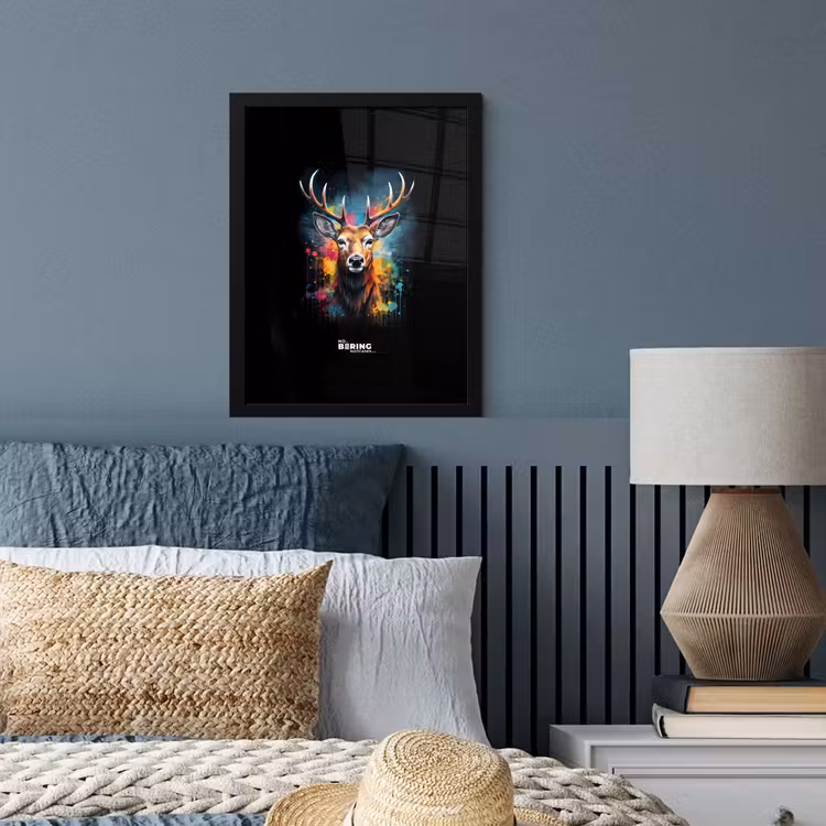 Poster met lijst - Hert met gewei tussen graffiti spray — 4