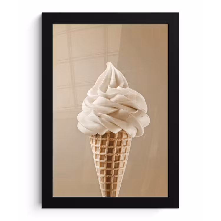 Poster met lijst - IJs - Softijs - Romig - Hoorntje - Beige — 1