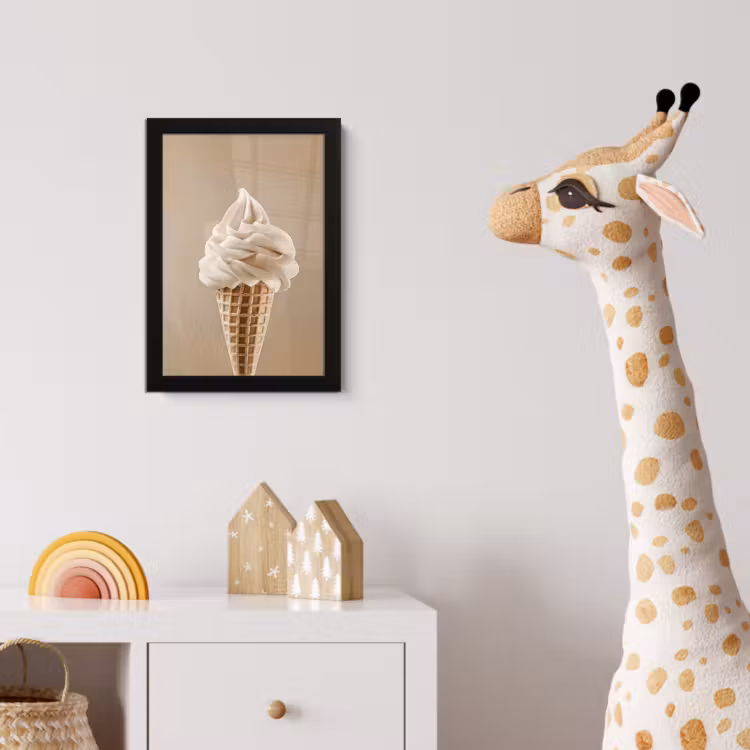 Poster met lijst - IJs - Softijs - Romig - Hoorntje - Beige — 5